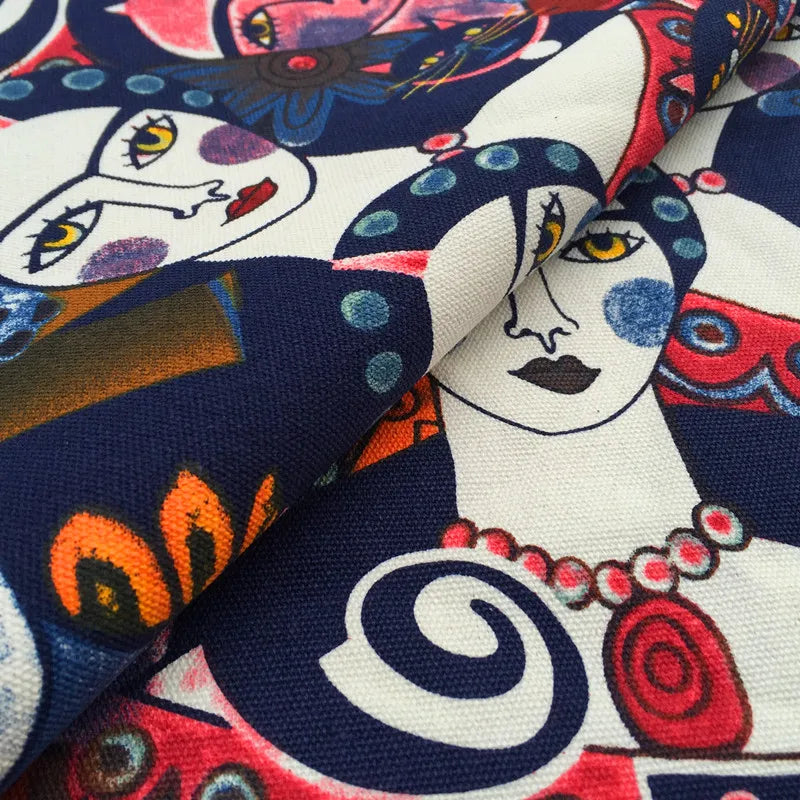 PRINTED COTTON CANVAS FABRIC - 142cm Wide, 0.5-Yard Cut - Colorful DIY Sewing