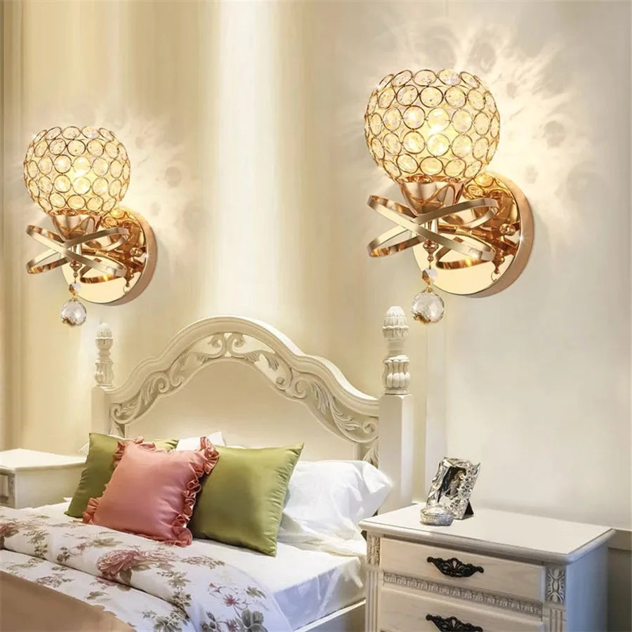 Retro K9 Crystal Wall Sconce – Gold/Silver, 8 Styles