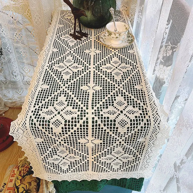 CROCHET TABLE RUNNER - 45cm Wide - Retro Lace Edge