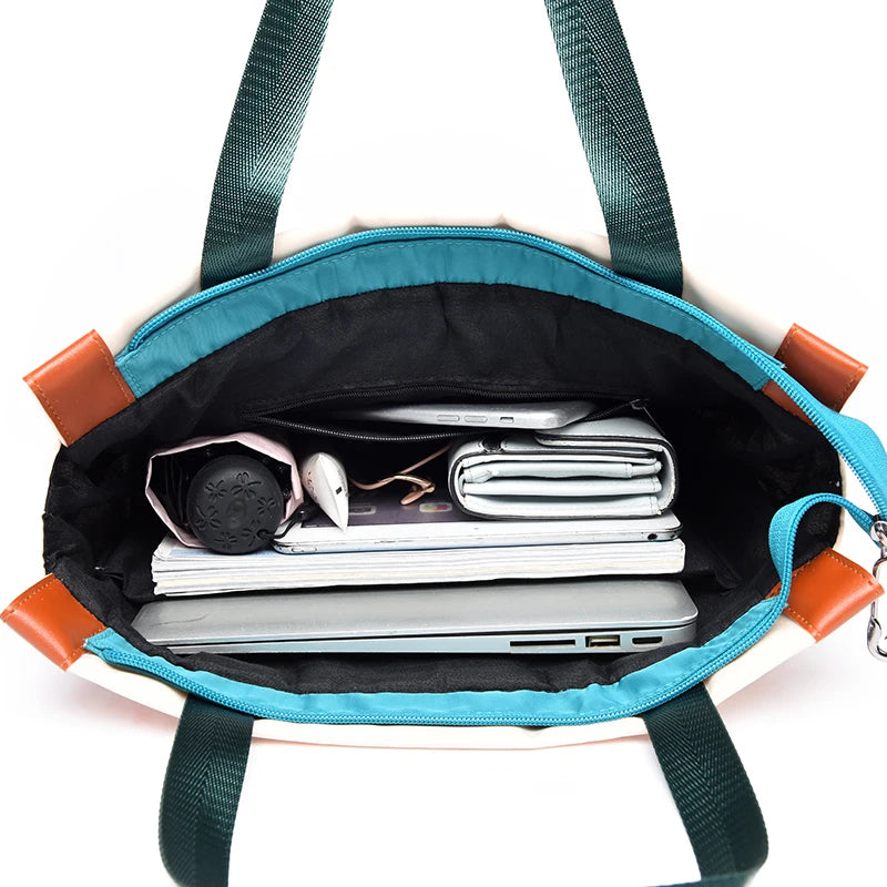 Color Block Oxford Tote Backpack