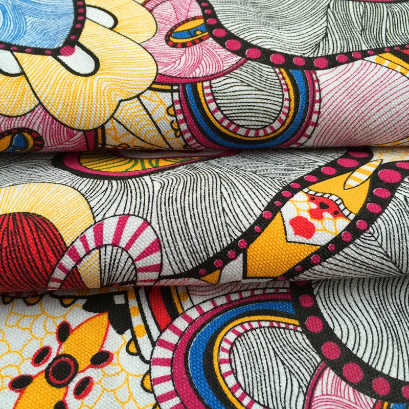 PRINTED COTTON CANVAS FABRIC - 142cm Wide, 0.5-Yard Cut - Colorful DIY Sewing