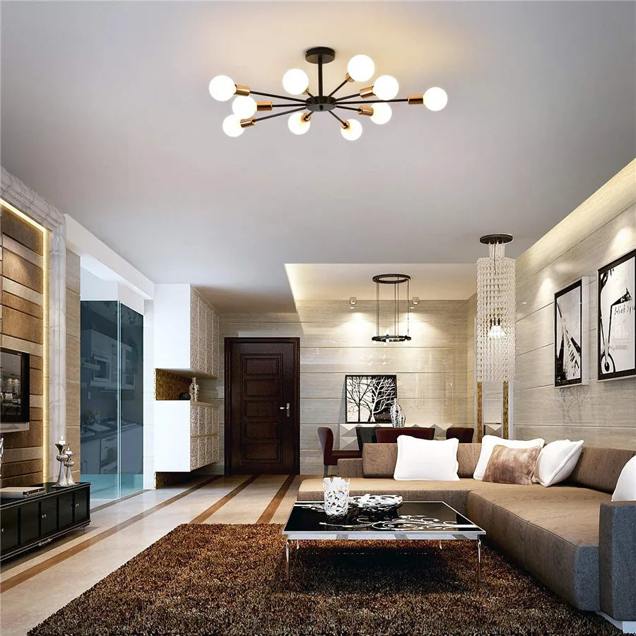 Industrial Sputnik Flush Mount Chandelier – 6/8/10 Heads