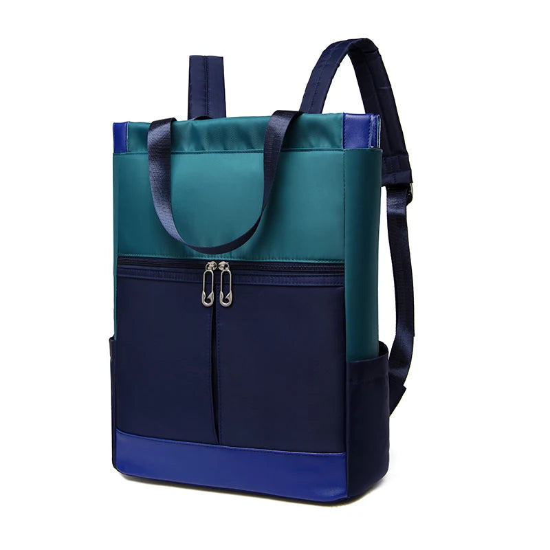 Color Block Oxford Tote Backpack