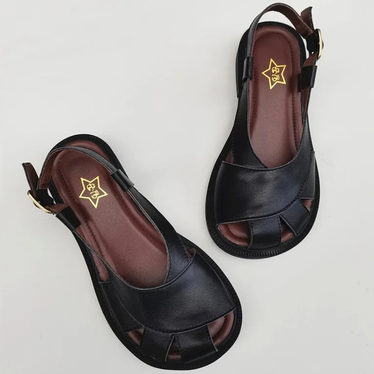 Careaymade-Genuine Leather wide toe big size sandals women's shoes original Handmade single breathable soft sole casual sandals