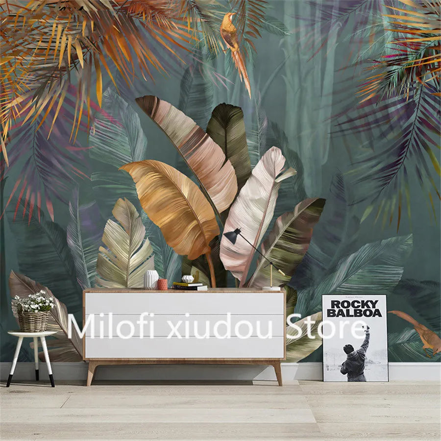 TROPICAL FLAMINGO MURAL - Custom Size - 3D Wallpaper