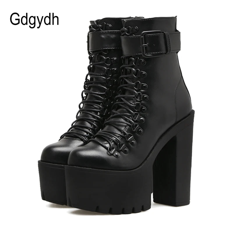 Platform Motorcycle Ankle Boots – 14.5cm Heel