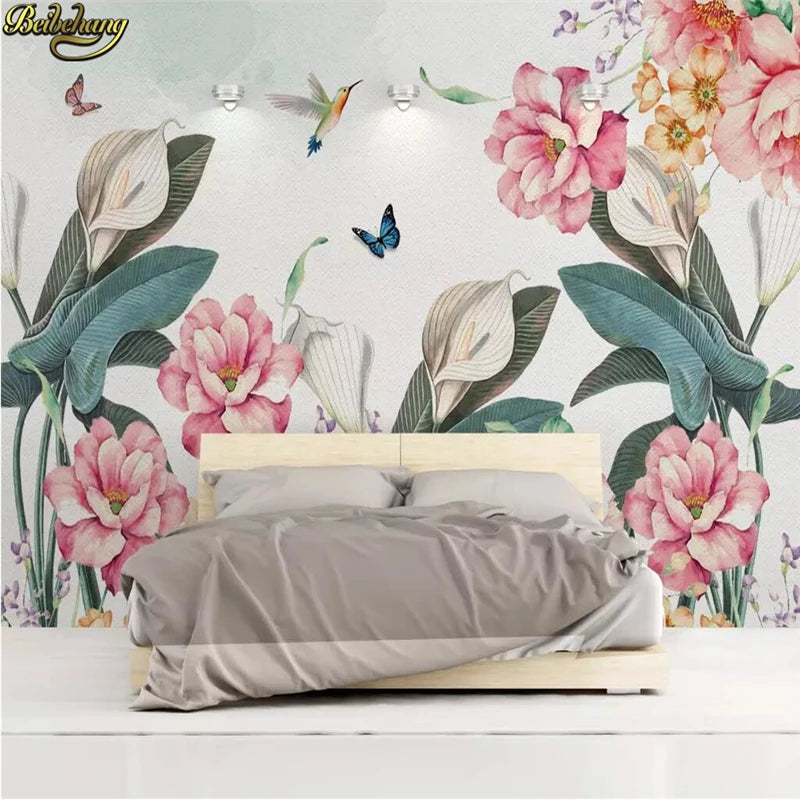 Custom 3D Floral Plant Wall Mural – 10 Designs, 7 Materials