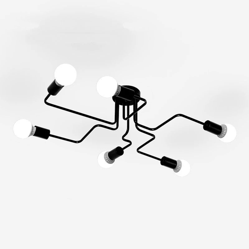 Retro Industrial Pipe Ceiling Light – Black/White, 4/6/8 Heads