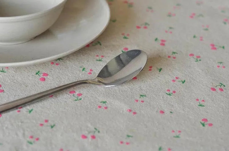 FLORAL PRINTED LINEN TABLECLOTH - Cotton Linen Daisy & Cherry Blossom - Garden Table, Sunday Mood