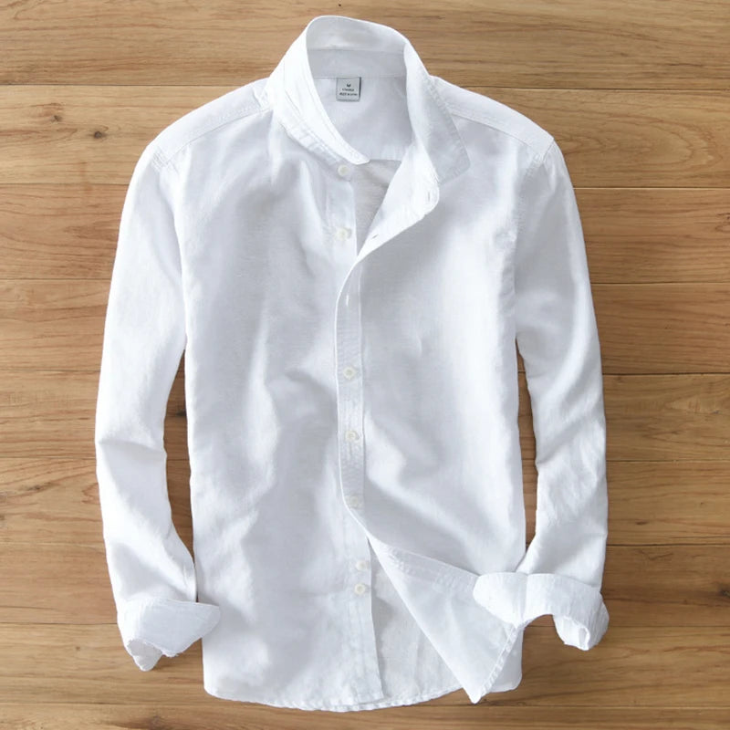 LINEN SLIM - Men's Cotton Linen Shirt - Slim Fit, Long Sleeve, 5 Colors