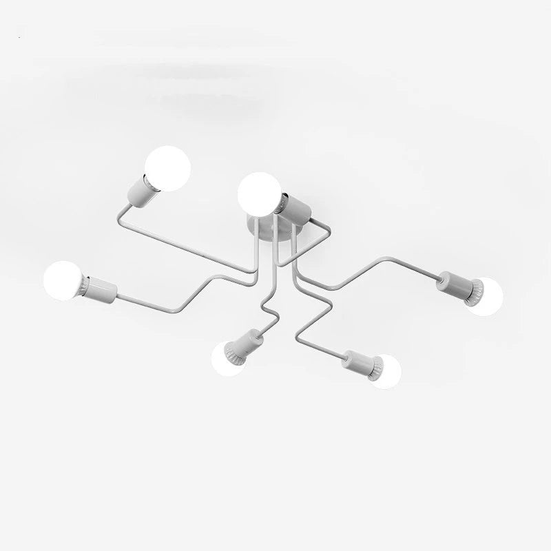 Retro Industrial Pipe Ceiling Light – Black/White, 4/6/8 Heads