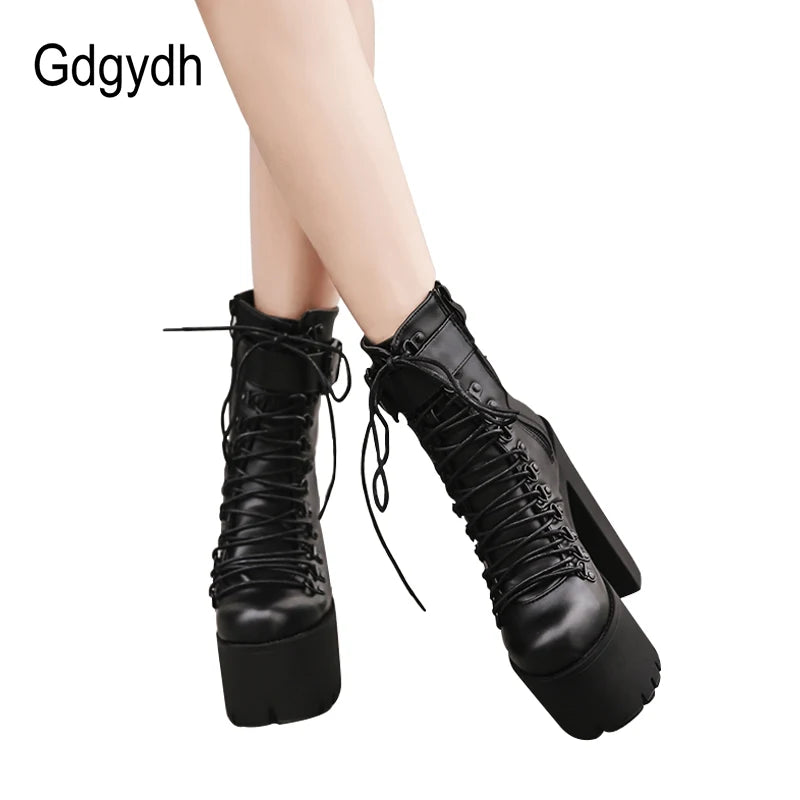 Platform Motorcycle Ankle Boots – 14.5cm Heel