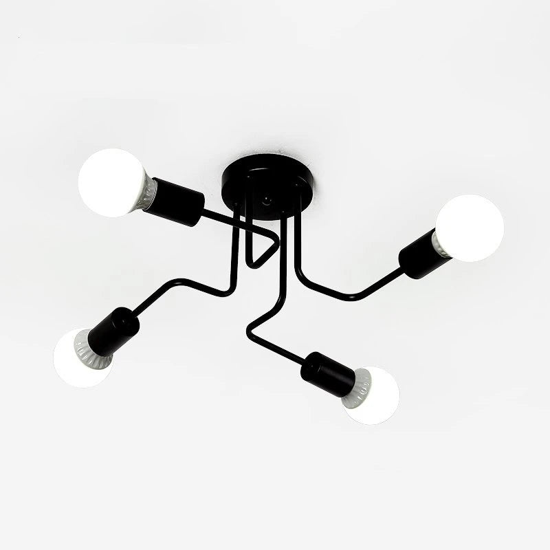 Retro Industrial Pipe Ceiling Light – Black/White, 4/6/8 Heads