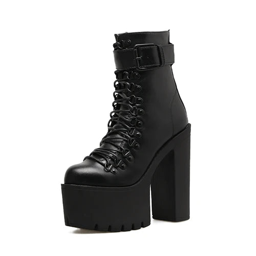 Platform Motorcycle Ankle Boots – 14.5cm Heel