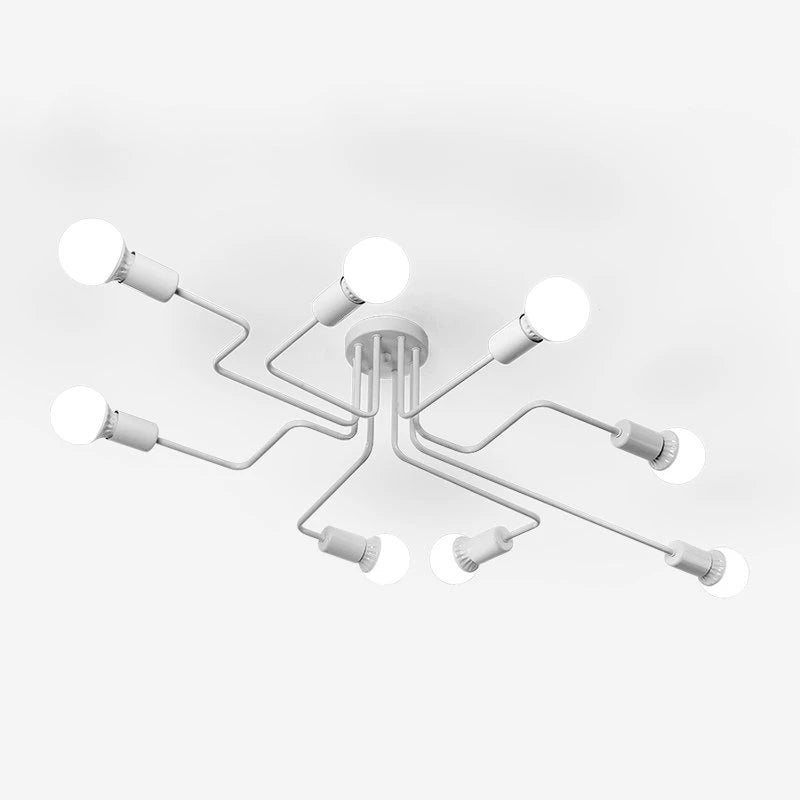 Retro Industrial Pipe Ceiling Light – Black/White, 4/6/8 Heads