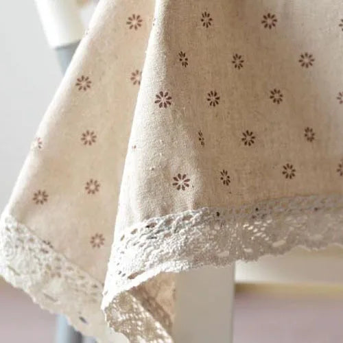FLORAL PRINTED LINEN TABLECLOTH - Cotton Linen Daisy & Cherry Blossom - Garden Table, Sunday Mood