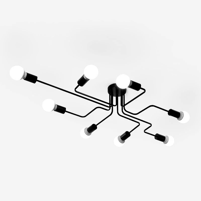 Retro Industrial Pipe Ceiling Light – Black/White, 4/6/8 Heads