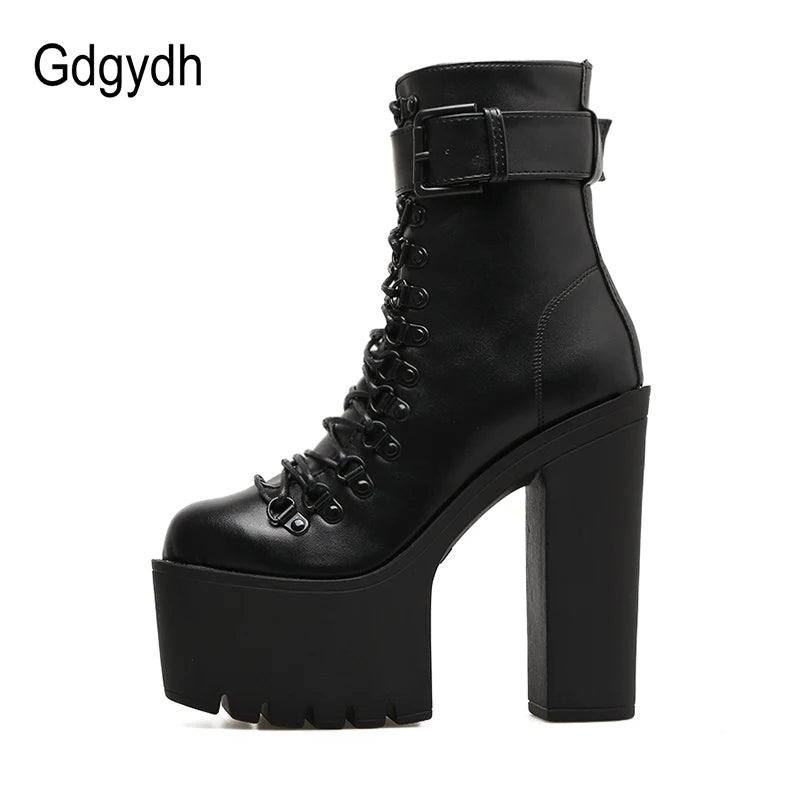 Platform Motorcycle Ankle Boots – 14.5cm Heel