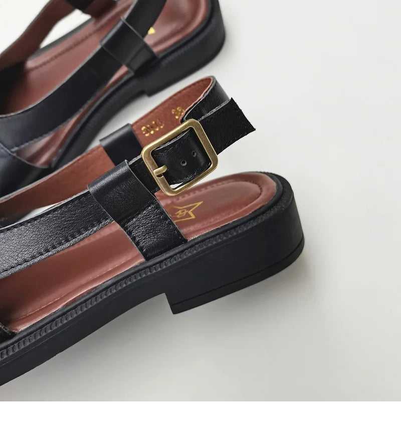 Careaymade-Genuine Leather wide toe big size sandals women's shoes original Handmade single breathable soft sole casual sandals