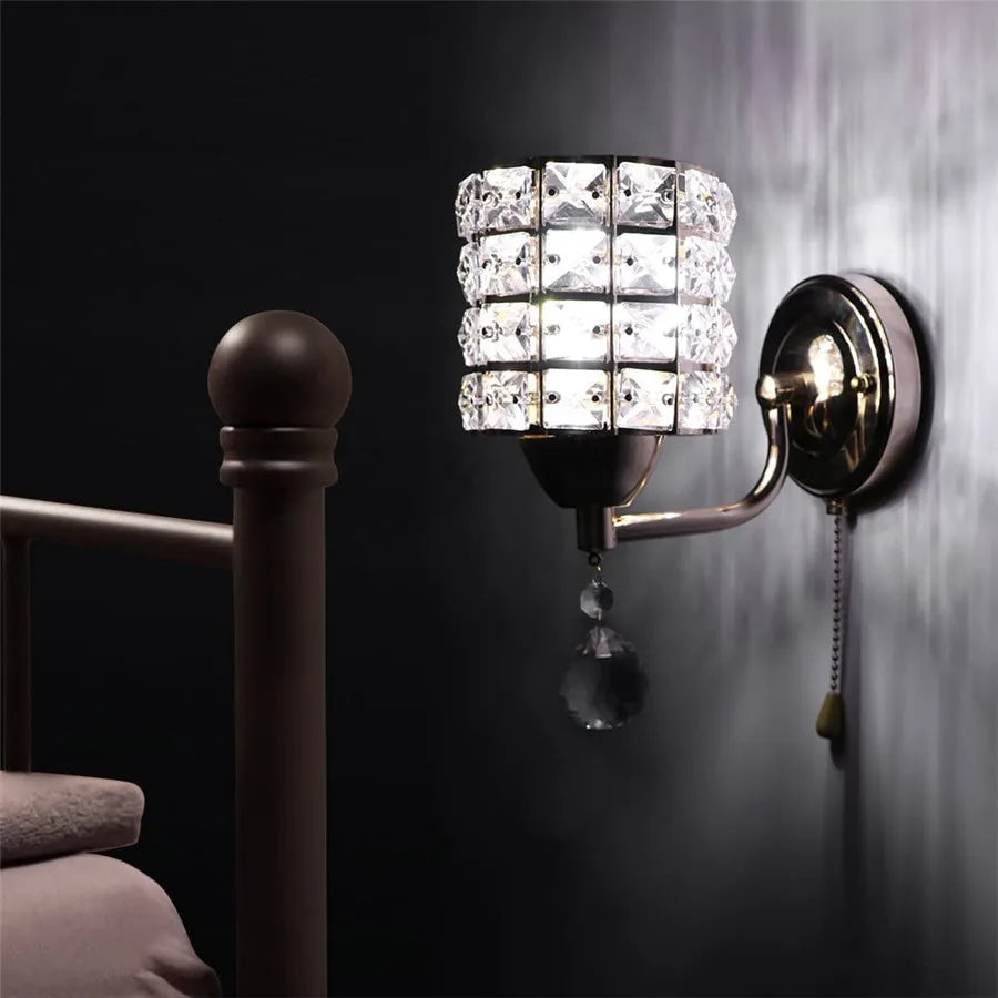 Retro K9 Crystal Wall Sconce – Gold/Silver, 8 Styles