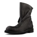 Men's Luxury Genuine Horse Leather Boots - Vintage Gothic Mid-Calf Zip Motorcycle Biker