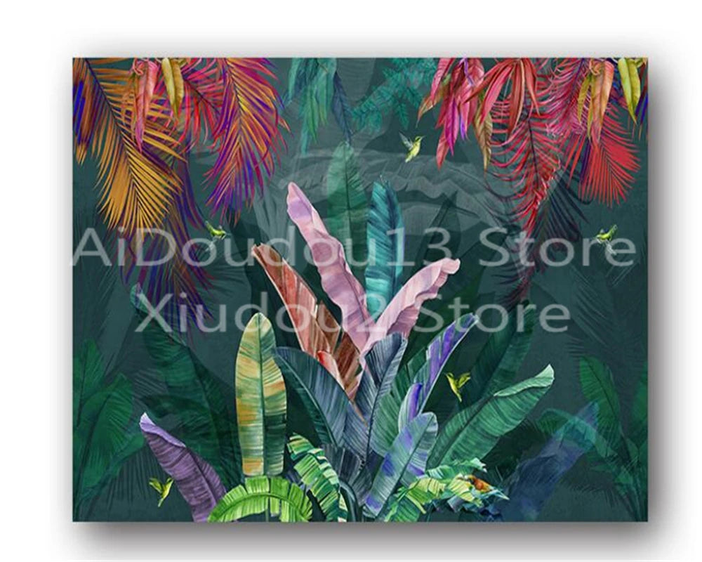 TROPICAL FLAMINGO MURAL - Custom Size - 3D Wallpaper