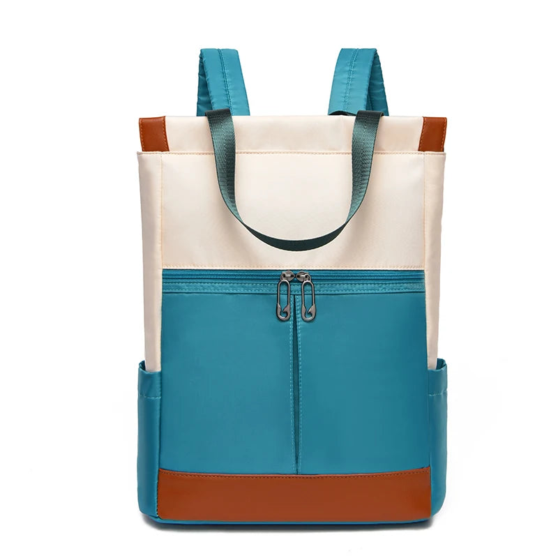 Color Block Oxford Tote Backpack