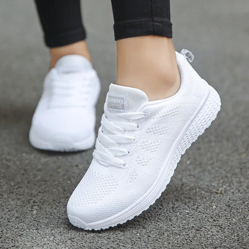 Breathable Mesh Walking Sneakers – Lightweight Flat
