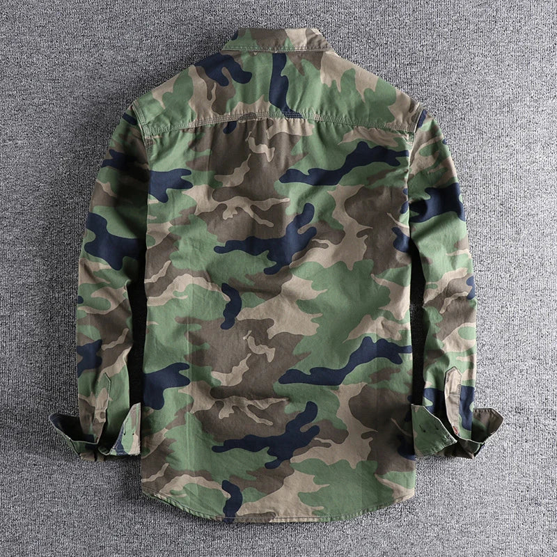 CAMO CARGO - Men's Camouflage Cargo Shirt - Military Style, 100% Cotton