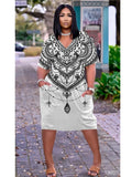 Fashion Native Midi Dresses Women Bohemian Party Evening Dress Women's Fashion African Dress Female Letter Sexy Sundress Slim