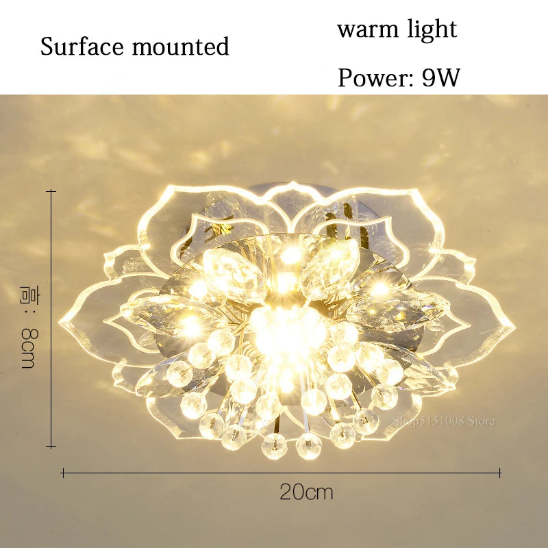 Crystal Flower Ceiling Light – 3 Styles, Flush/Surface Mount