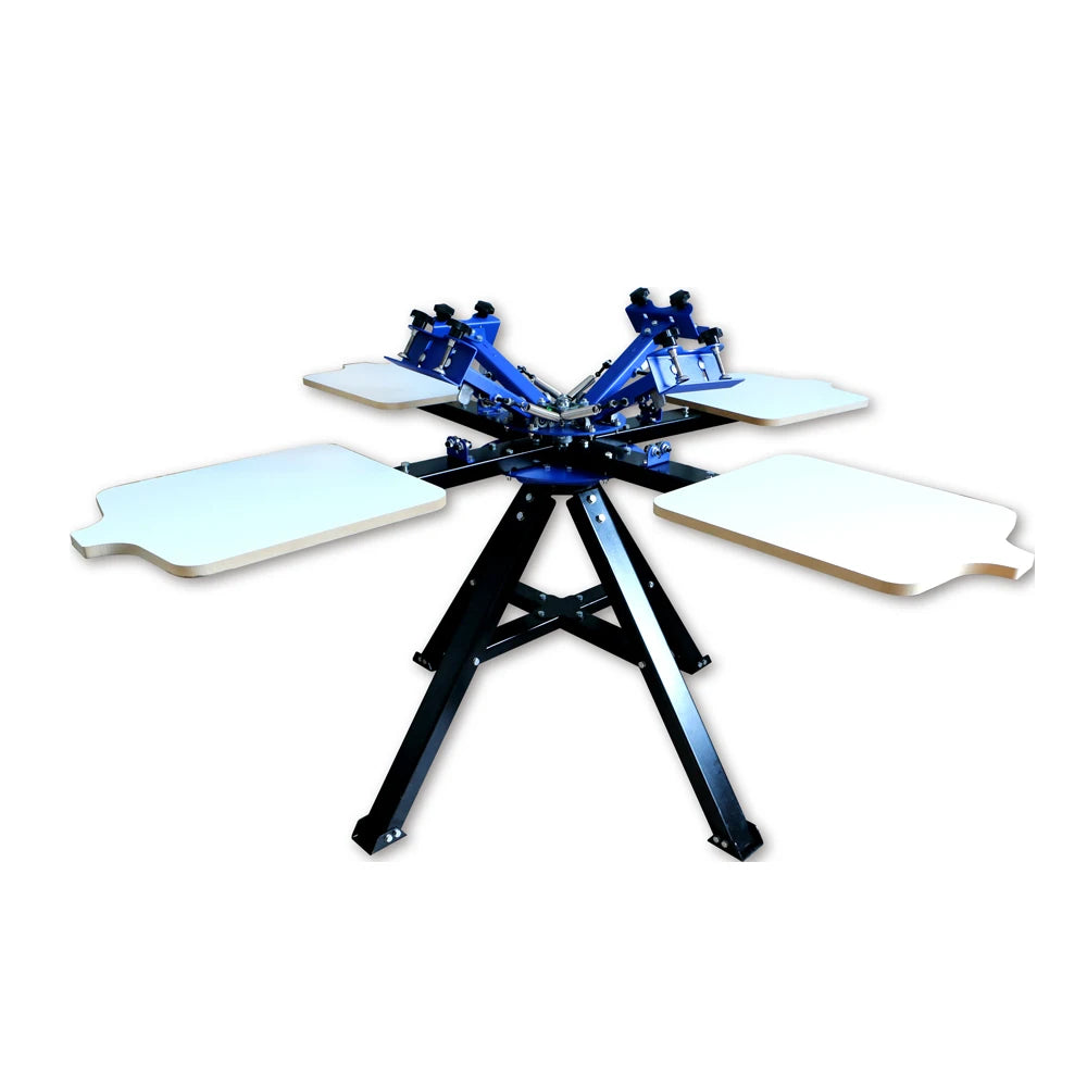 M442L SCREEN PRINTING PRESS - 4-Color 4-Station, Double Wheel T-Shirt Print