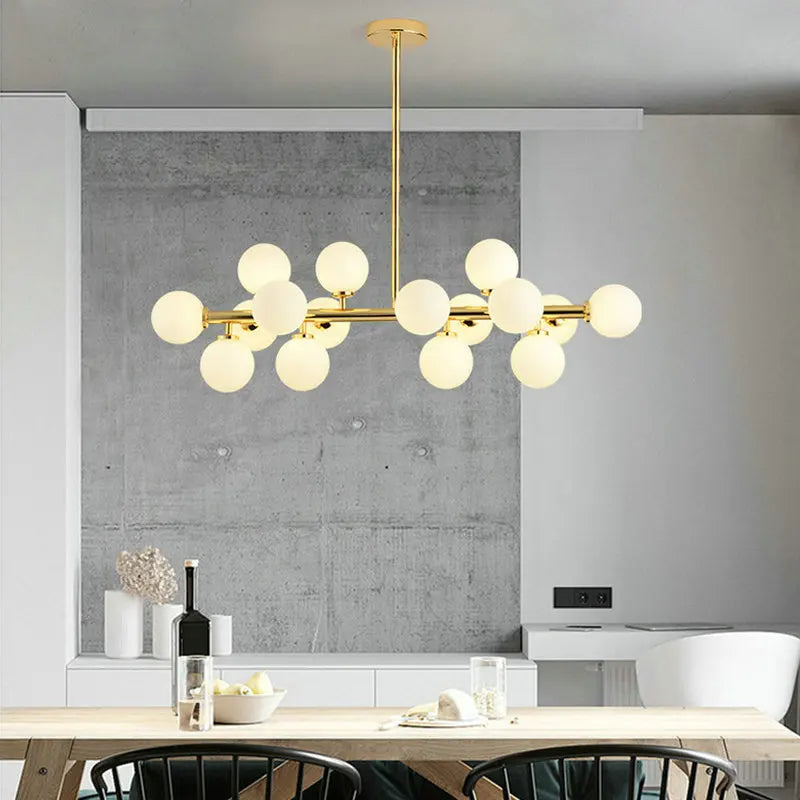 Glass Ball Chandelier – Gold/Black, 8–45 Heads, Scandinavian
