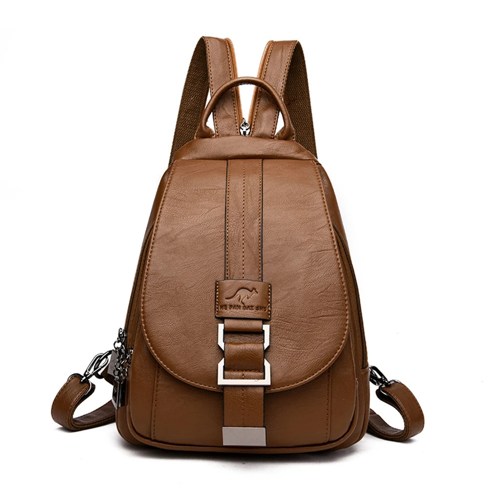 Women Leather Backpack Wine Red Kangaroo Fashion Backpack