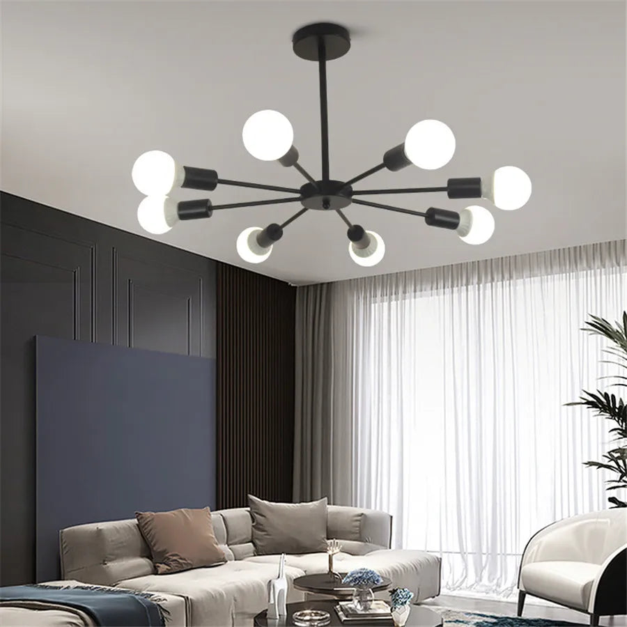 Industrial Sputnik Flush Mount Chandelier – 6/8/10 Heads