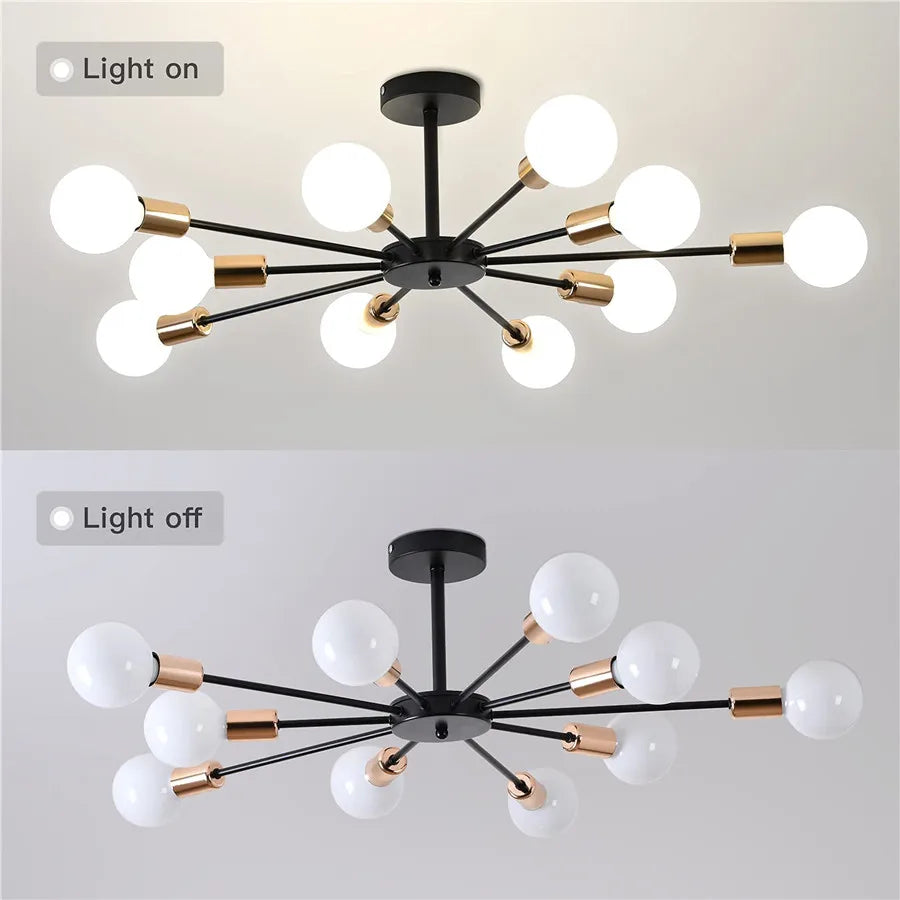 Industrial Sputnik Flush Mount Chandelier – 6/8/10 Heads