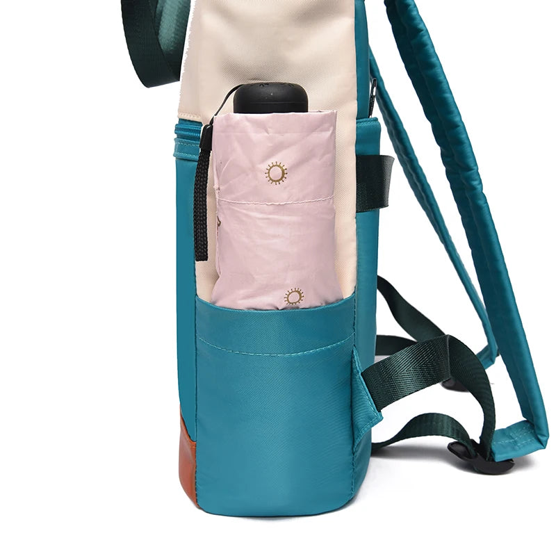 Color Block Oxford Tote Backpack