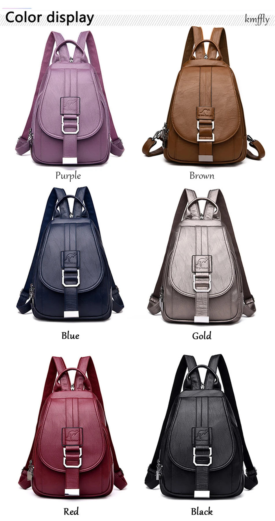 Women Leather Backpack Wine Red Kangaroo Fashion Backpack