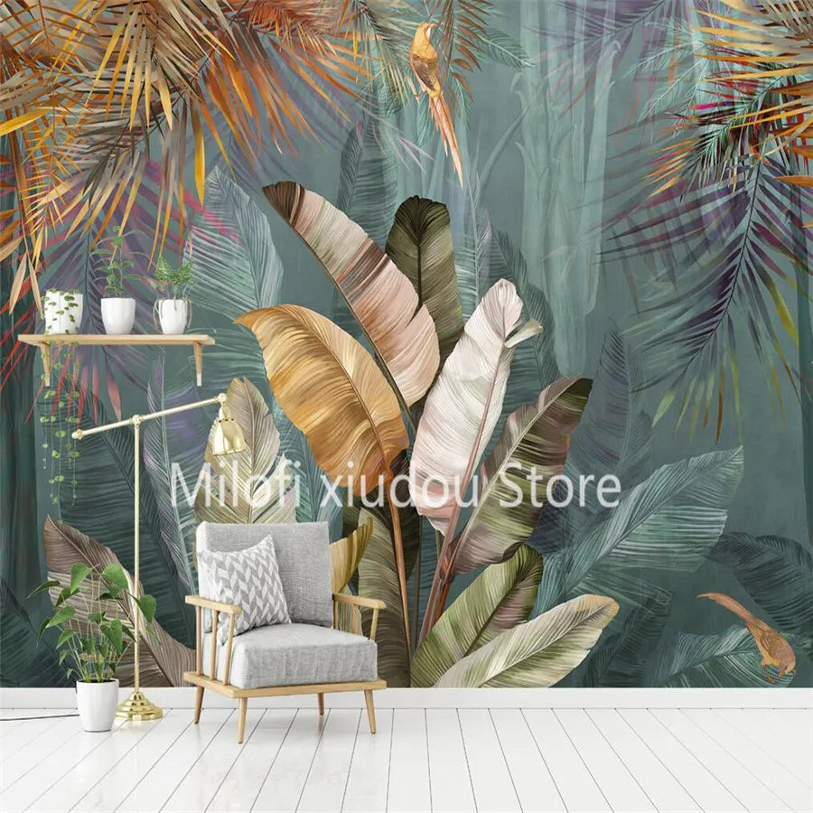 TROPICAL FLAMINGO MURAL - Custom Size - 3D Wallpaper