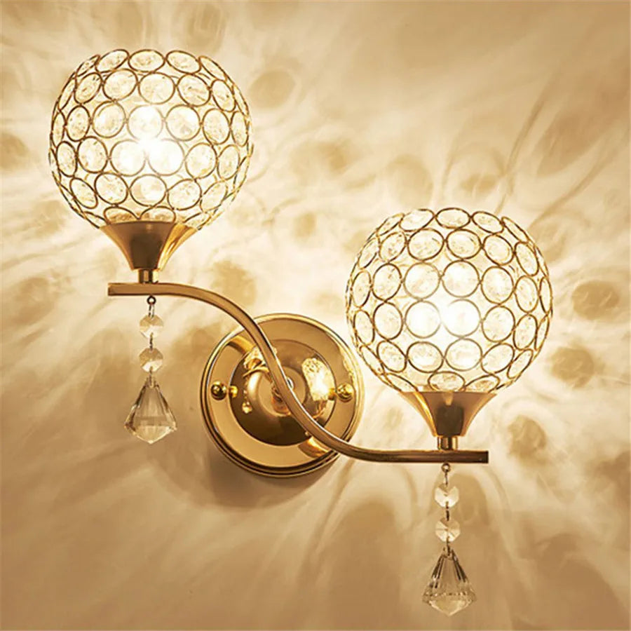 Retro K9 Crystal Wall Sconce – Gold/Silver, 8 Styles
