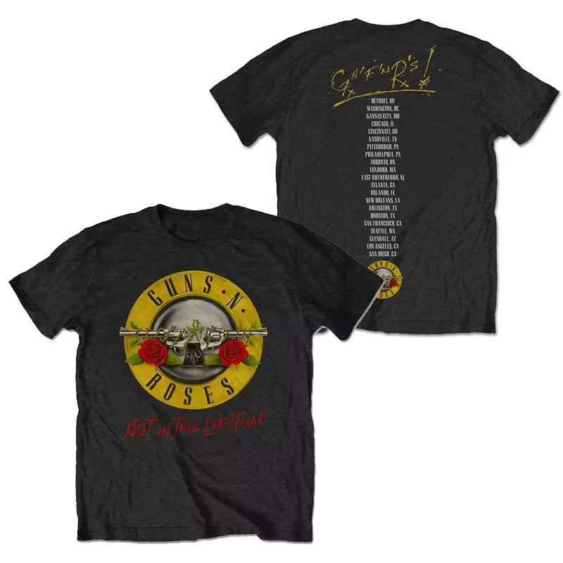 Guns N' Roses T-Shirt - Pistol Rose Rock Band Vintage Tee
