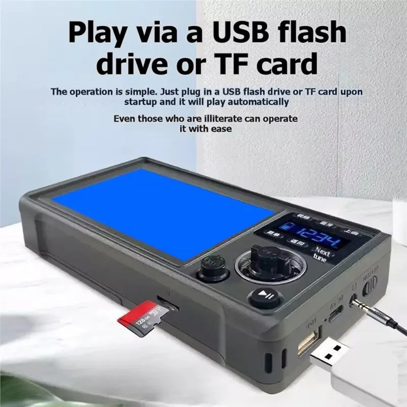 4.3 Inch HD Portable Video Player FM Radio Bluetooth Speaker