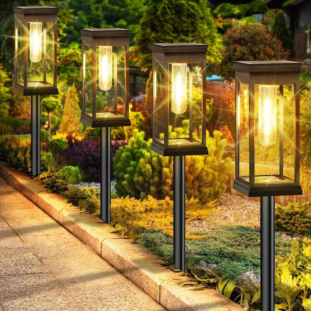 SOLAR PATHWAY LIGHTS - 4-Piece, Warm or Cool White - Auto Outdoor Glow