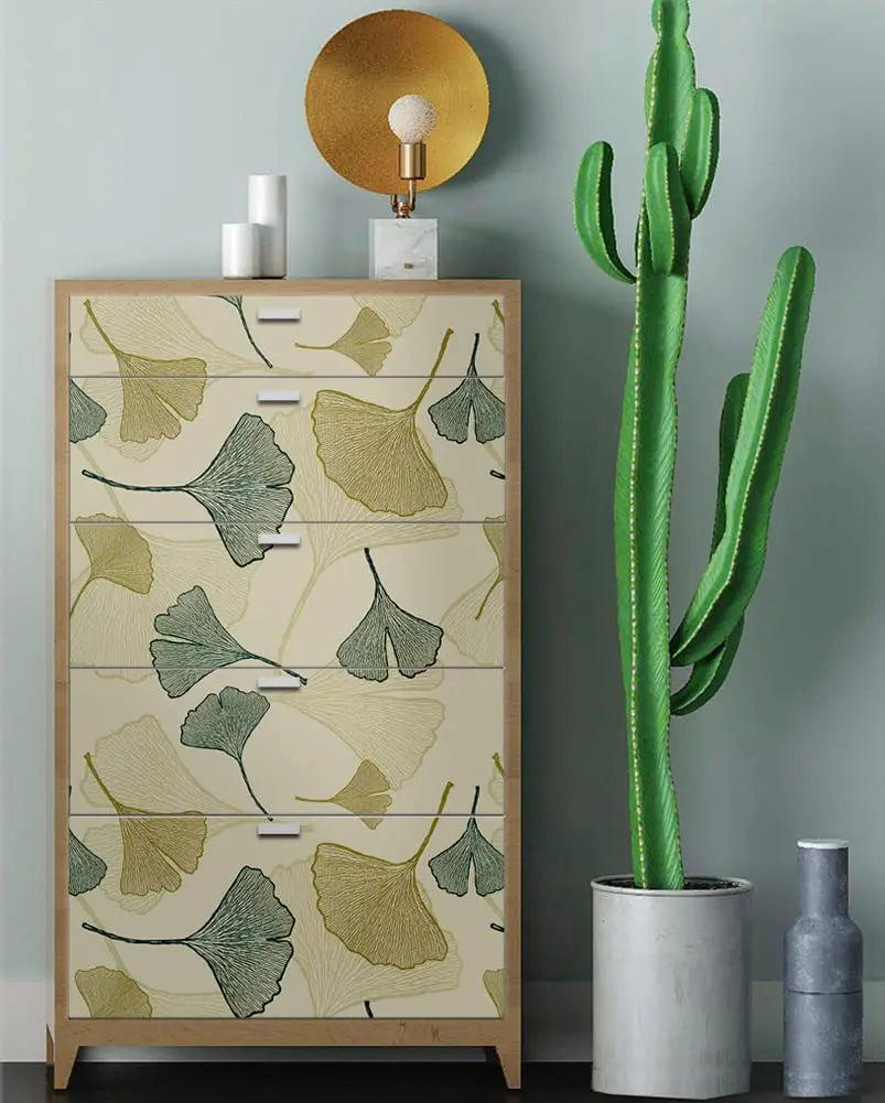 GINKGO LEAF PEEL & STICK WALLPAPER - Self-Adhesive PVC, 3 Roll Sizes - Calm Surfaces