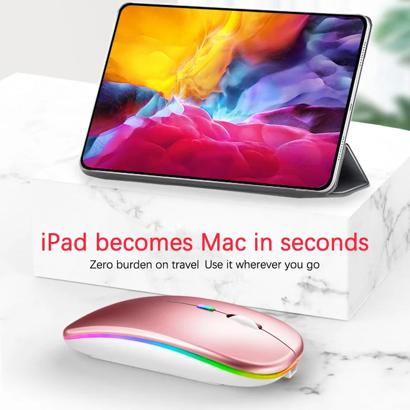 Rechargeable Bluetooth Wireless Mouse with 2.4GHz USB RGB 1600DPI Mouse for Computer Laptop Tablet PC MacBook Gaming Mouse Gamer