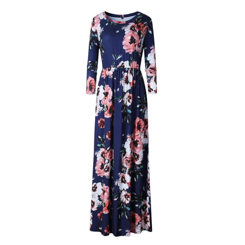 Summer Maxi Dress Women 2025 Pink Floral Print Boho Beach Dress Ladies Evening Party Long Dress Sundress Vestidos De Festa 3XL