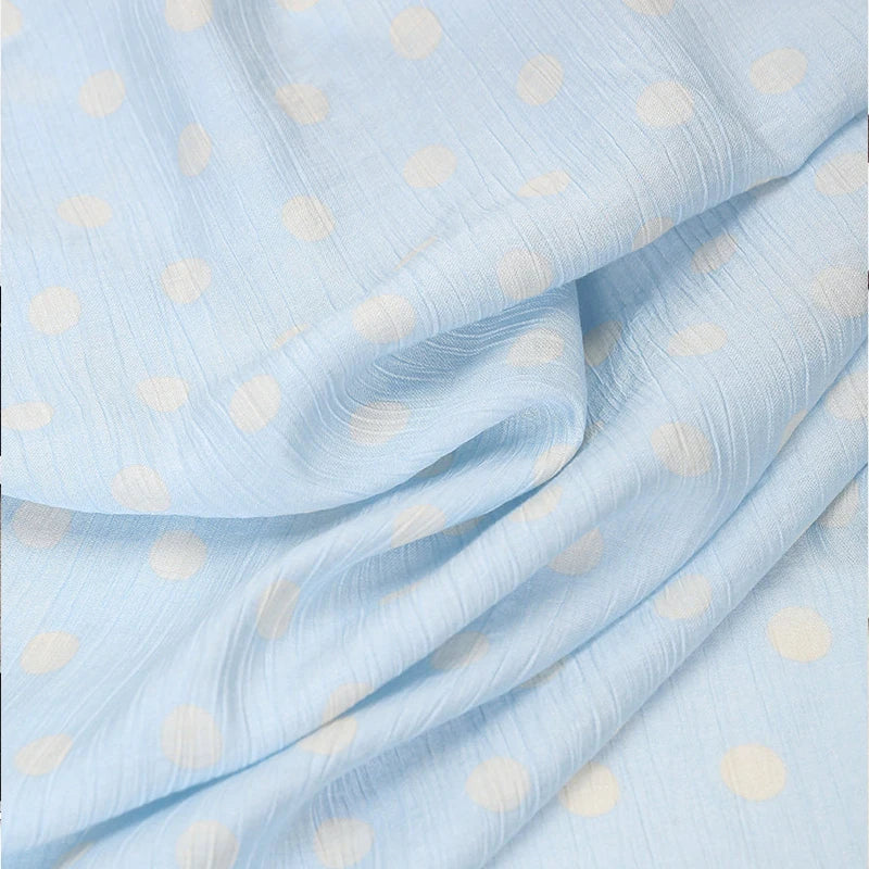 0.5m/1m/2m Imitation Cotton Polka Dot Printing Fabric for Summer Dresses Home Wear Pajamas Hair Accessories DIY Sewing Fabrics