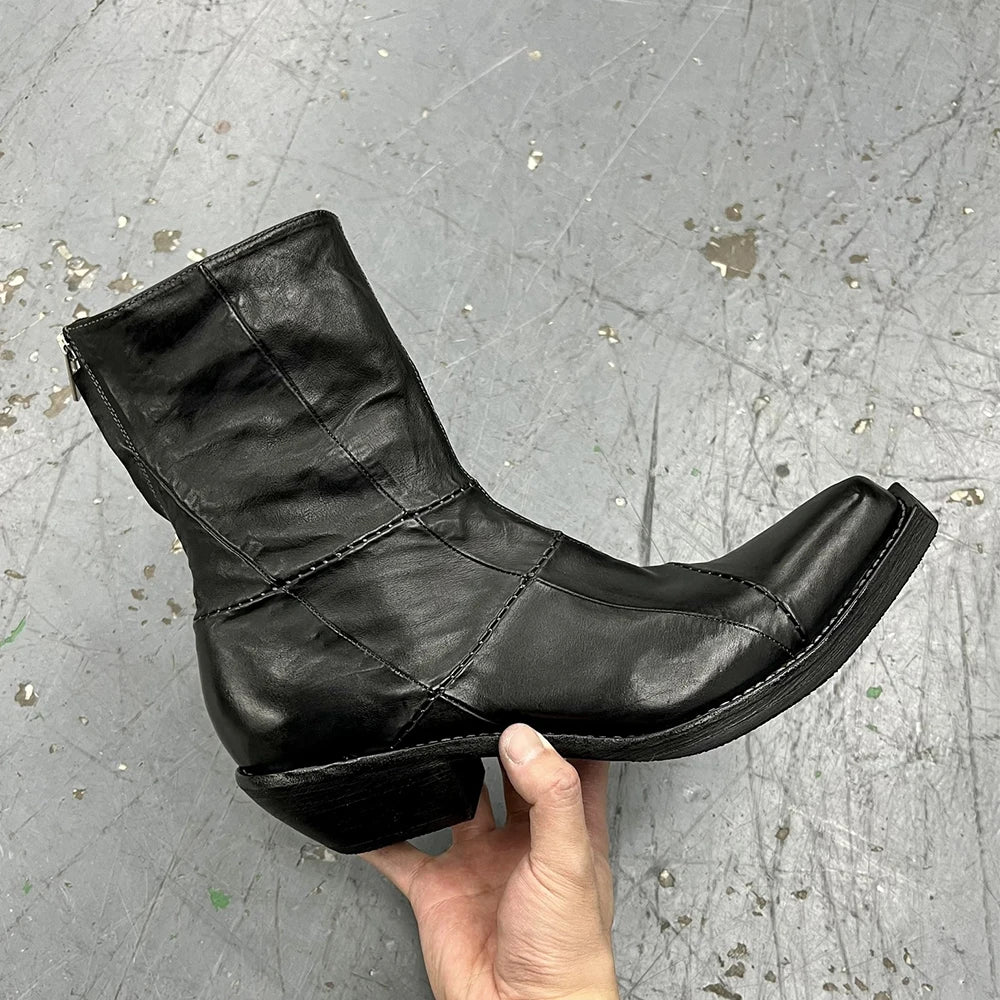 Men's Retro Chelsea Boots - Pointed Toe Zipper Height Increasing British Style