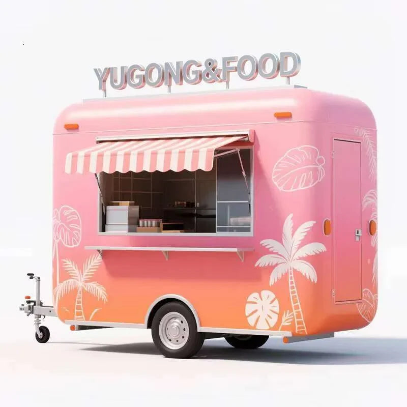 Mini Food Trailer – Pink Concession Cart Stainless Kitchen