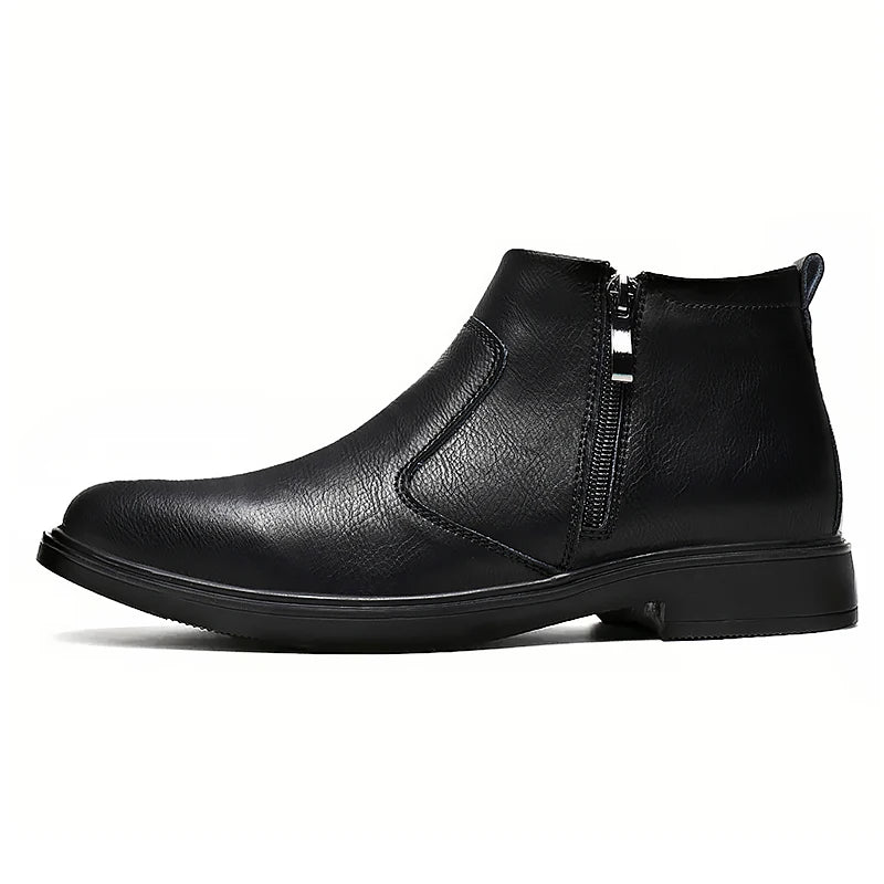 UPTOWN ZIP - Men's High-Top Leather Chelsea Boots - Side Zipper, Business Casual